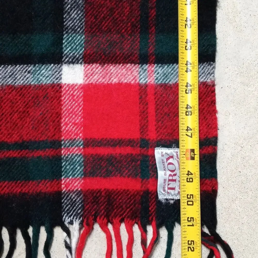 Vintage Troy Mills Leisure Blanket Made in USA Plaid Tartan Stadium Picnic Throw